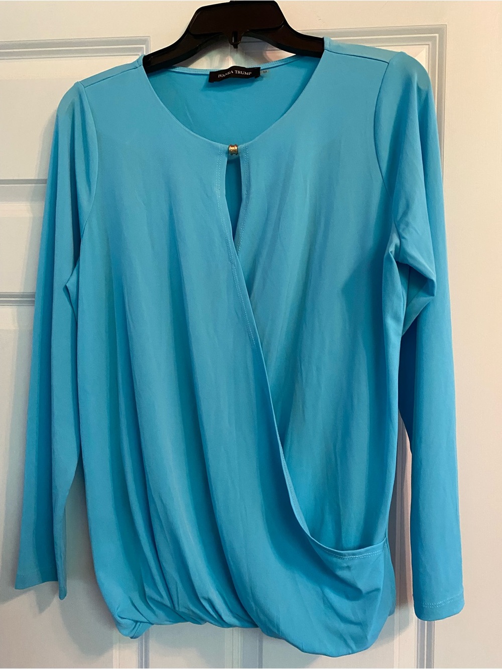 Ivanka Trump Turquoise Blue Draped Long-Sleeve Tunic